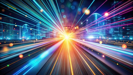 Obraz premium Laser Optics in Communication: Visualizing Optical Fibers and Laser Light for High-Speed Data Transmission