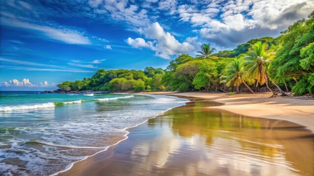 Vibrant beach scene at Playa Tamarindo in Costa Rica , Tamarindo, Costa Rica, tropical, beach, sand, ocean, waves