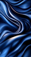 Obraz premium Luxurious deep blue silk fabric with elegant, flowing curves. Rich texture and subtle highlights.