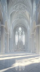 Fototapeta premium Serene white cathedral interior