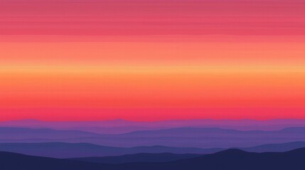 Obraz premium Vibrant Sunset Over Rolling Hills in Gradient Colors of Orange and Purple