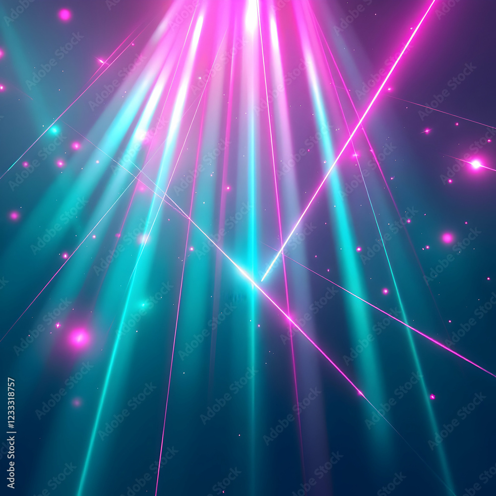 Poster dynamic display of colorful laser lights creating an energizing atmosphere in an abstract digital sp