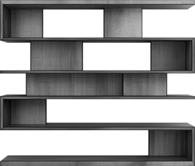 Modern S-shaped Gray Bookshelf with Open Compartments