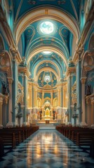 Fototapeta premium Ornate church interior, serene light