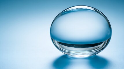 A Crystal Clear Glass Egg on Blue Background