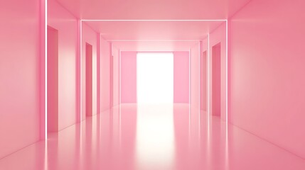 Pink Hallway Interior Design Bright Light Minimalist Architecture