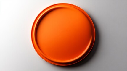 Vibrant Orange Circular Tray on White Background: Minimalist Design