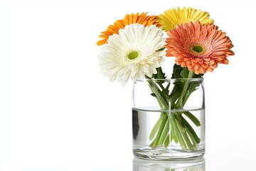 Vase of flowers with a clear glass base