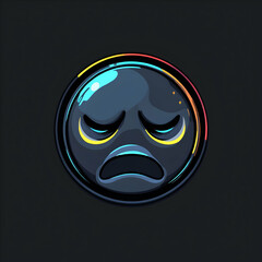 Fototapeta premium Digital Illustration of a Sad Emoji with Colorful Highlights on a Black Background