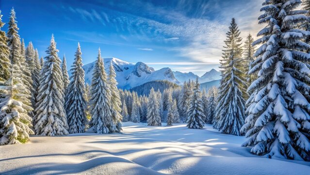 Winter landscape in the Swiss National Park, featuring snow-covered Arven Wald trees, Arven Wald, Schweizer National Park