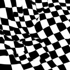 Obraz premium Dynamic Black And White Checkered Pattern Flowing In Waves Creating A Visual Rhythm