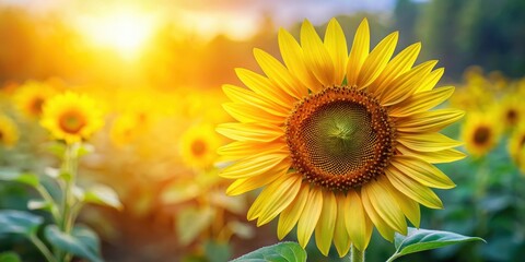 Obraz premium A close-up of a vibrant sunflower in full bloom, symbolizing positivity and inspiration , sunflower, bloom, positivity