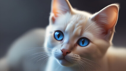 Close Up Portrait of Little White Kitten