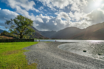 Buttermere Lake overlooking haystacks peack in Lake District. UK