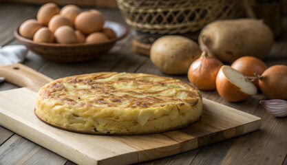 Traditional Spanish tortilla with potatoes and onions