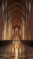 Grand cathedral interior, serene light