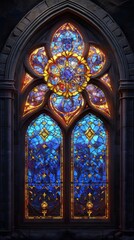 Obraz premium Illuminated Gothic stained glass window