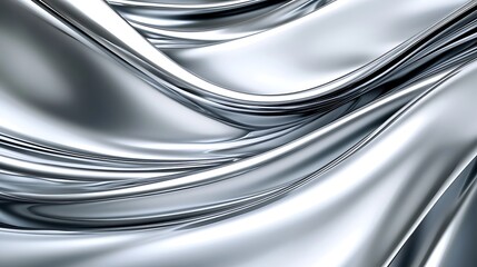 Abstract Silver Drapery Fluid Metal Waves