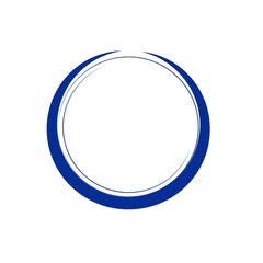 Navy blue circle brush stroke vector isolated on white background. Navy blue enso zen circle brush stroke. For stamp, seal, ink and paintbrush design template. Grunge hand drawn circle shape, vector