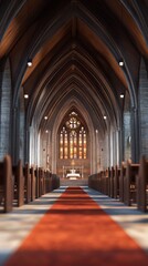 Obraz premium Aisle in a grand stone church.