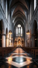 Fototapeta premium Grand church interior, serene and majestic