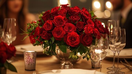 Obraz premium Soft Music and Rose-Themed Centerpiece
