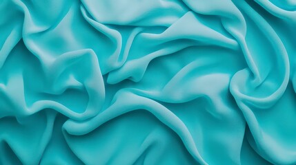 Fototapeta premium Soft Turquoise Fabric Texture with Elegant Wave Patterns and Folds
