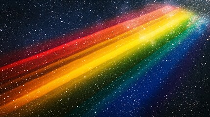 Abstract Colorful Rainbow Gradient Against Starry Dark Background With White Spots