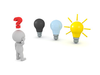 3D Character with Light Bulb Ideas