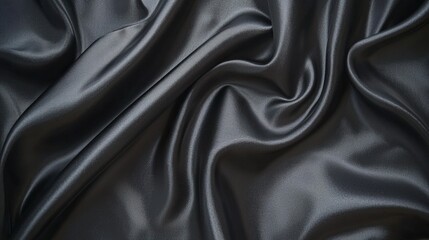 Obraz premium Smooth Black Satin Fabric Texture Background for Design Use