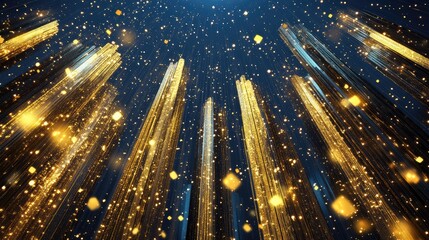 light background Falling night gold luxury magic particle glitter gold spark confetti background Background glistering Beautiful falling gold light sparkle light d particles golden falling abstract