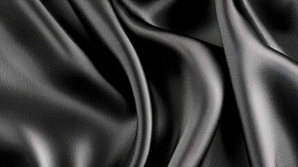 Fototapeta premium Elegant Black Satin Fabric with Soft and Smooth Texture Draped