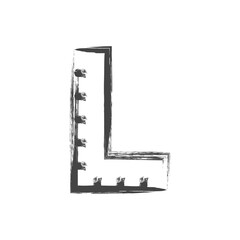 筆書き学校道具関連の単品アイコン      L字定規