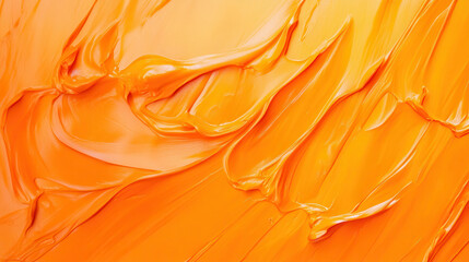 Vibrant Orange Acrylic Texture: A close-up shot reveals the rich, textured strokes of vibrant orange acrylic paint, showcasing its creamy consistency and dynamic brushwork.