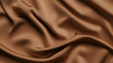 Fototapeta premium Chocolate Silk Drape: A luxurious and tactile image of smooth, rich chocolate brown silk fabric in a flowing drape, exuding an air of elegance and sophistication.