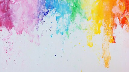 Fototapeta premium Colorful Abstract Watercolor Painting with Rainbow Palette and Splatter Effects on Canvas