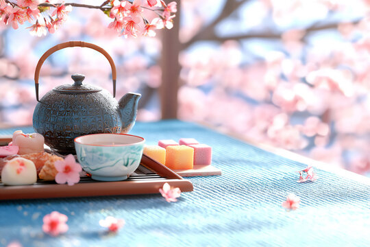 P A cozy tea ceremony setup with kintsuba and