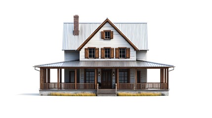 Wooden Home Portrait In White Background