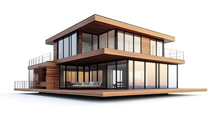 Wooden Home Portrait In White Background