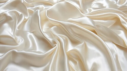Obraz premium Luxurious Smooth Cream Satin Fabric Draped Elegantly for Textiles