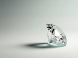 A Stunning Diamond Shines Radiantly Against a Flawless White Background, Captivating with Its Brilliant Sparkle.