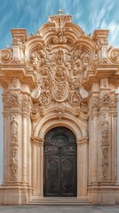 Fototapeta premium Ornate church entrance with detailed carvings