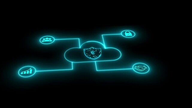 Cloud computing for data storage and transfer for safety, Cloud icon with data icon on the background