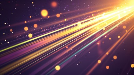 Obraz premium Radiant Light Rays with Glowing Bokeh on Purple Background