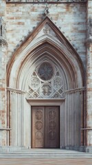 Obraz premium Ornate church entrance with double doors.