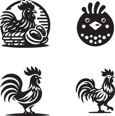 Chicken Silhouette Collection - Farm Animal Illustrations
