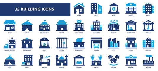32 building icons collections