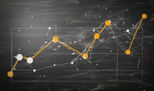 A scatter plot on a chalkboard with classic UI illustration, showcasing data visualization in an educational setting