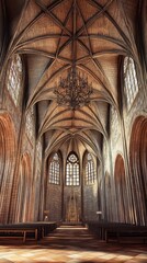 Naklejka premium Grand church interior, vaulted ceiling