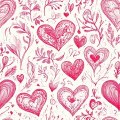Repetitive heart pattern seamless background for Valentine’s Day fabric gift wrapping paper design